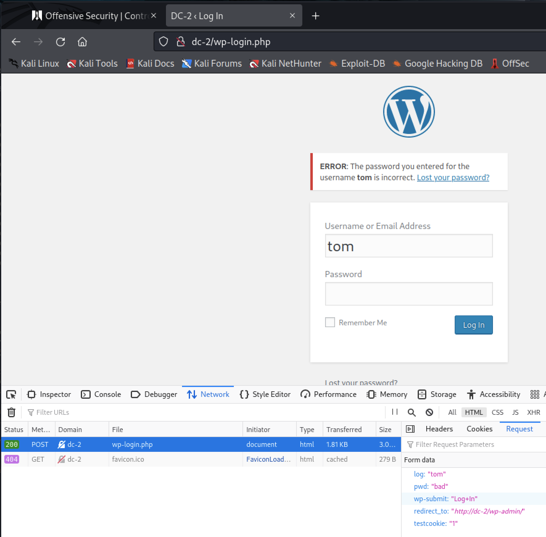 Manually inpect a failed login attempt