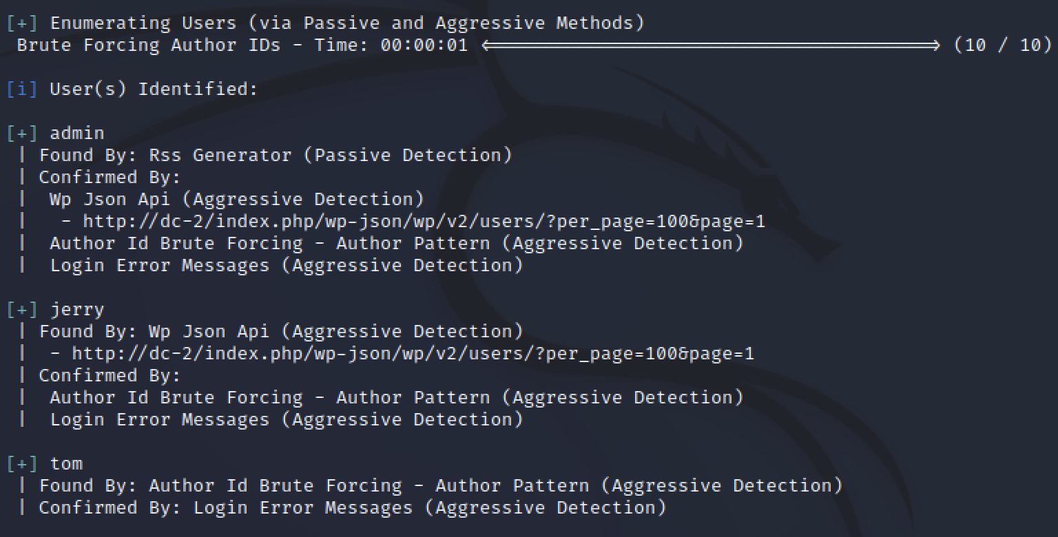 wpscan user enumeration